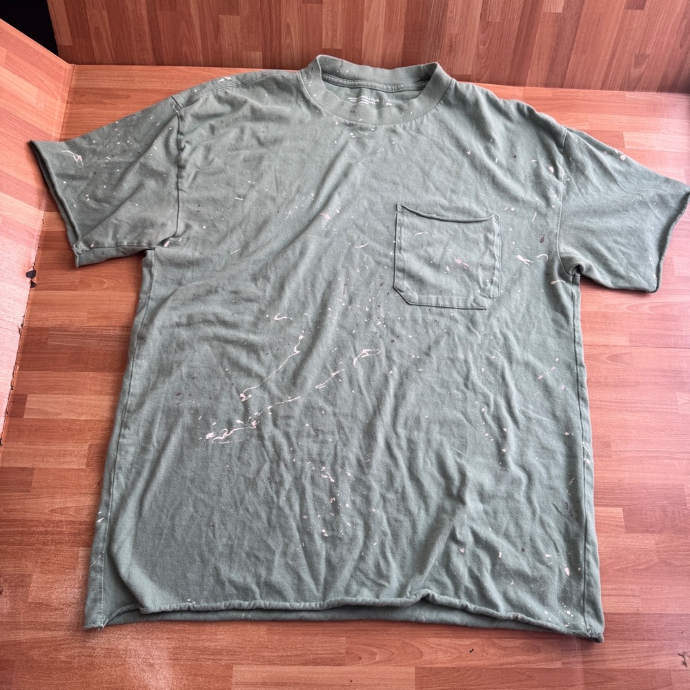 Abercrombie&Fitch soft longline cotton T-shirt,distressed paint splatter,small